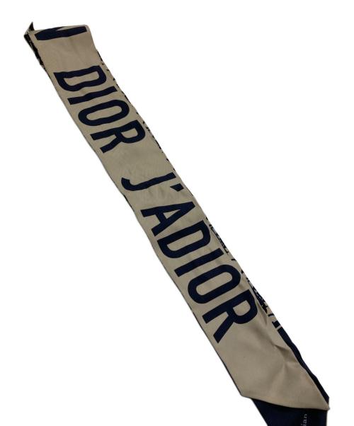 Dior（ディオール）Dior (ディオール) ミッツァシルクスカーフ ネイビー×ベージュの古着・服飾アイテム