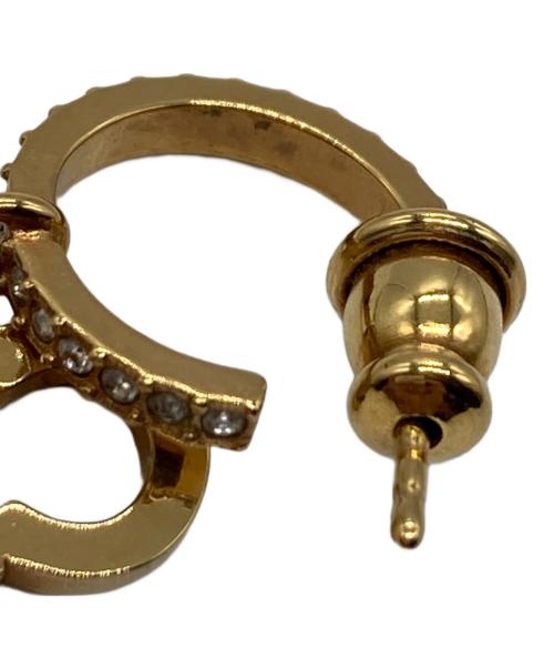 Dior（ディオール）DIOR (ディオール) CDロゴラインストーンピアス ゴールドの古着・服飾アイテム