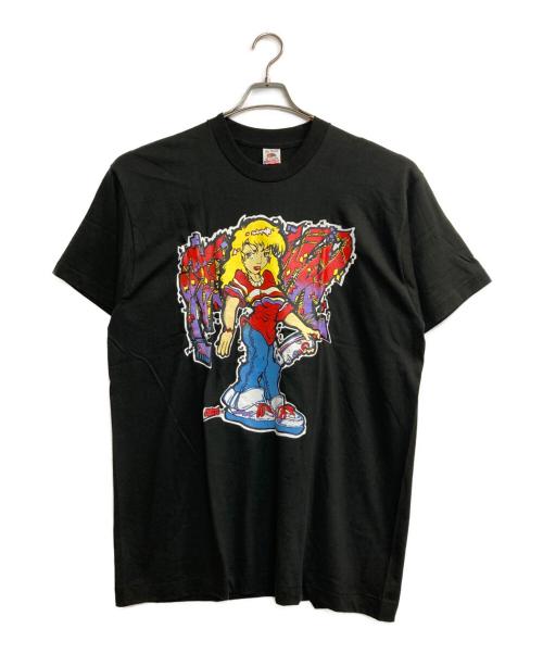 FRUIT OF THE LOOM（フルーツオブザルーム）FRUIT OF THE LOOM (フルーツオブザルーム) GIRLプリントTシャツ ブラック サイズ:ＸＬの古着・服飾アイテム