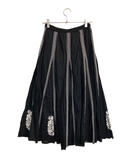ne quittez pas（ヌキテパ）ne quittez pas (ヌキテパ) エンブロイダリーロングスカート ブラック サイズ:Fの古着・服飾アイテム