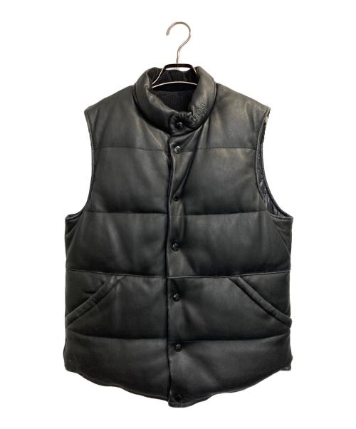 Schott（ショット）Schott (ショット) ダウンレザーリバーシブルベスト ブラック サイズ:Ⅼの古着・服飾アイテム
