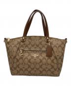 COACHコーチ）の古着「シグネチャー2wayバッグ」｜ベージュ×ブラウン