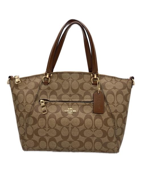 COACH（コーチ）COACH (コーチ) シグネチャー2wayバッグ ベージュ×ブラウンの古着・服飾アイテム