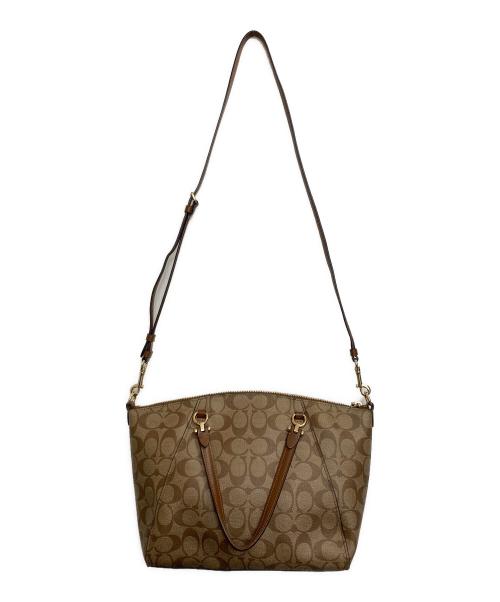 COACH（コーチ）COACH (コーチ) シグネチャー2wayバッグ ベージュ×ブラウンの古着・服飾アイテム