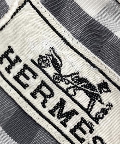 HERMES（エルメス）HERMES (エルメス) ギンガムチェックシャツ グレー×ホワイト サイズ:16-41の古着・服飾アイテム
