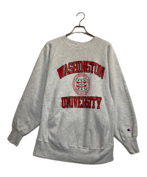 Champion REVERSE WEAVE（チャンピオン リバース ウィーブ）Champion REVERSE WEAVE (チャンピオン リバース ウィーブ) カレッジロゴプリントスウェット グレー×レッド サイズ:ＸＬの古着・服飾アイテム