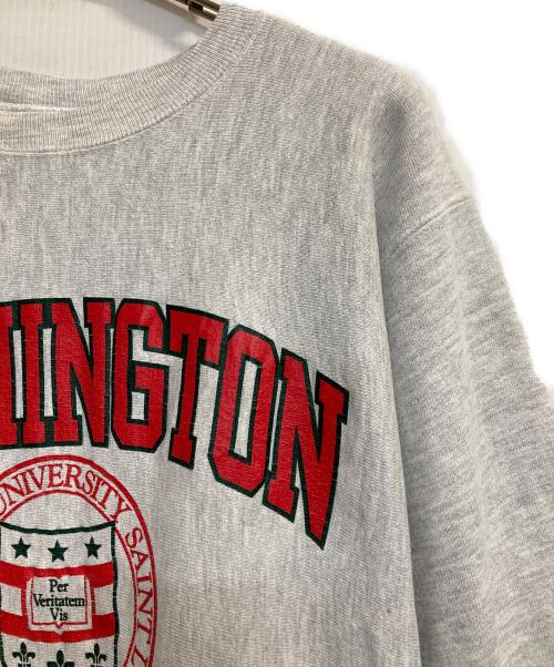 Champion REVERSE WEAVE（チャンピオン リバース ウィーブ）Champion REVERSE WEAVE (チャンピオン リバース ウィーブ) カレッジロゴプリントスウェット グレー×レッド サイズ:ＸＬの古着・服飾アイテム