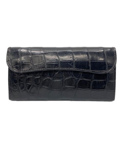 WILDSWANS（ワイルドスワンズ）WILDSWANS (ワイルドスワンズ) WAVE レザーロングウォレット ブラックの古着・服飾アイテム