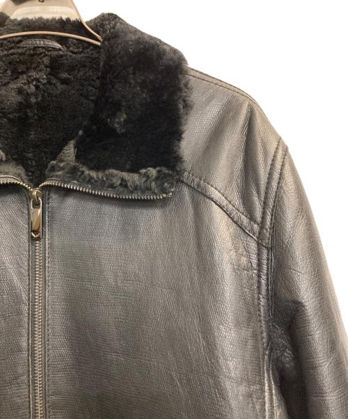 EMPORIO ARMANI（エンポリオアルマーニ）EMPORIO ARMANI (エンポリオアルマーニ) レザーボアジャケット ブラック サイズ:50の古着・服飾アイテム