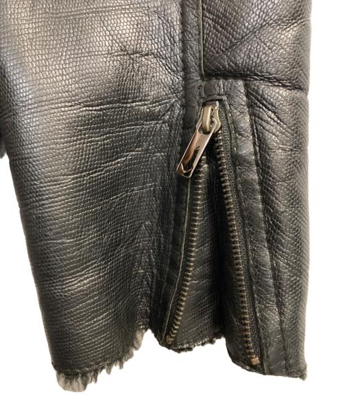 EMPORIO ARMANI（エンポリオアルマーニ）EMPORIO ARMANI (エンポリオアルマーニ) レザーボアジャケット ブラック サイズ:50の古着・服飾アイテム