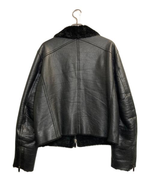 EMPORIO ARMANI（エンポリオアルマーニ）EMPORIO ARMANI (エンポリオアルマーニ) レザーボアジャケット ブラック サイズ:50の古着・服飾アイテム