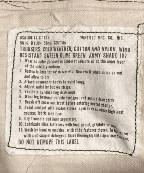 WINFIELD MFG（ウィンフィールド）WINFIELD MFG (ウィンフィールド) M-65フィールドカーゴパンツ グリーン サイズ:27to31の古着・服飾アイテム