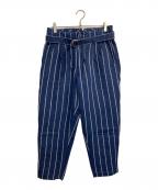 MOJITOモヒート）の古着「ストライプリネンパンツ」｜ネイビー