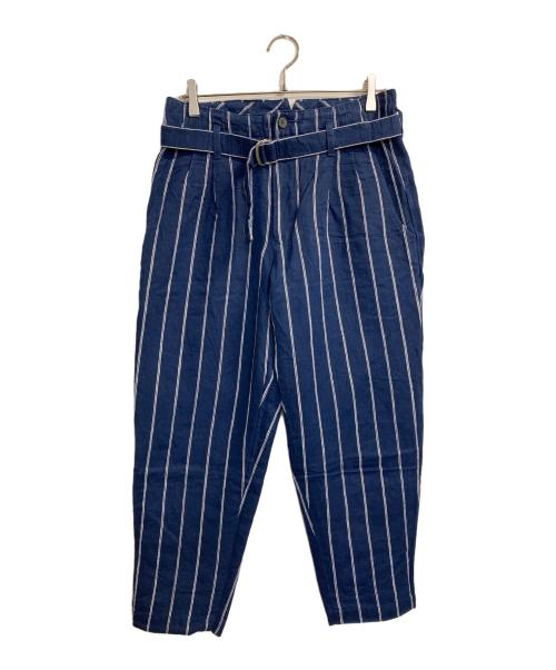 MOJITO（モヒート）MOJITO (モヒート) ストライプリネンパンツ ネイビー サイズ:Sの古着・服飾アイテム