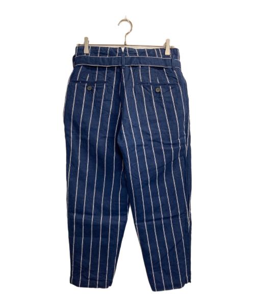 MOJITO（モヒート）MOJITO (モヒート) ストライプリネンパンツ ネイビー サイズ:Sの古着・服飾アイテム