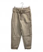 MOJITOモヒート）の古着「ストライプリネンパンツ」｜ベージュ