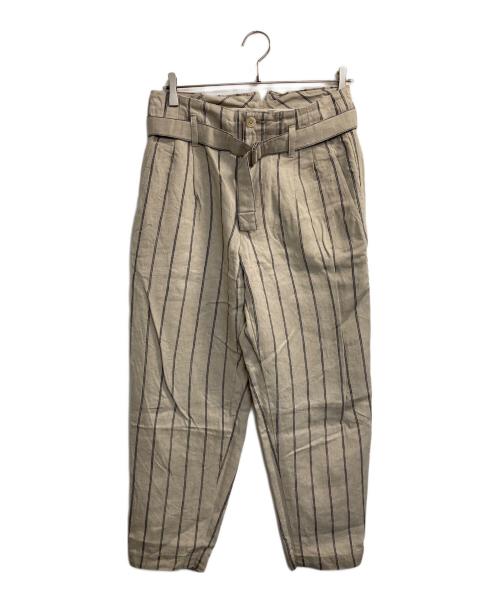 MOJITO（モヒート）MOJITO (モヒート) ストライプリネンパンツ ベージュ サイズ:Sの古着・服飾アイテム