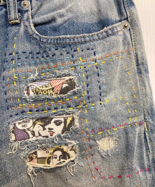 Hysteric Glamour（ヒステリックグラマー）Hysteric Glamour (ヒステリックグラマー) コラージュパッチリメイクテーパードデニムパンツ インディゴ サイズ:31の古着・服飾アイテム