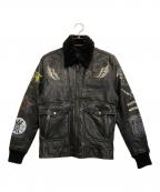 DIESELディーゼル）の古着「ハンドペイントG-1レザージャケット」｜ブラック×ブラウン