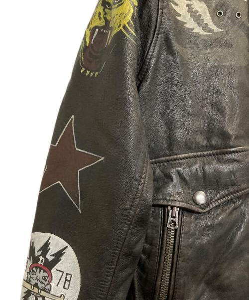 DIESEL（ディーゼル）DIESEL (ディーゼル) ハンドペイントG-1レザージャケット ブラック×ブラウン サイズ:Mの古着・服飾アイテム