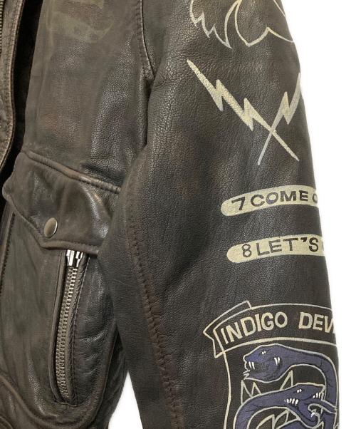 DIESEL（ディーゼル）DIESEL (ディーゼル) ハンドペイントG-1レザージャケット ブラック×ブラウン サイズ:Mの古着・服飾アイテム