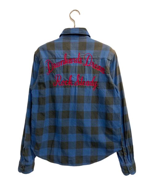 WACKO MARIA（ワコマリア）WACKO MARIA (ワコマリア) 刺繍チェックシャツ ブラック×ブルー サイズ:Sの古着・服飾アイテム