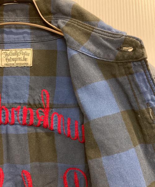 WACKO MARIA（ワコマリア）WACKO MARIA (ワコマリア) 刺繍チェックシャツ ブラック×ブルー サイズ:Sの古着・服飾アイテム
