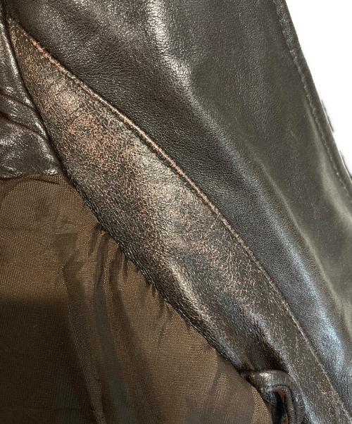 JOHN ASHFORD（ジョン アッシュフォード）JOHN ASHFORD (ジョン アッシュフォード) 中綿レザーブルゾン ブラウン サイズ:Ⅼの古着・服飾アイテム