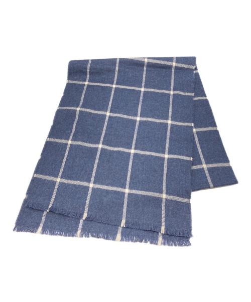 JOHNSTONS OF ELGIN（ジョンストンズオブエルガン）JOHNSTONS OF ELGIN (ジョンストンズオブエルガン) メリノウールチェックマフラー ネイビーの古着・服飾アイテム