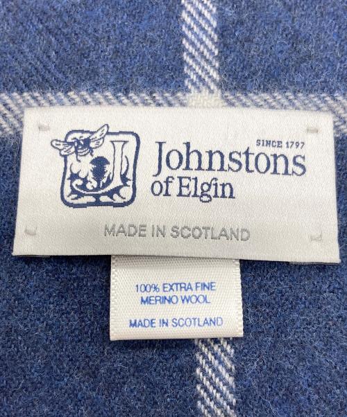 JOHNSTONS OF ELGIN（ジョンストンズオブエルガン）JOHNSTONS OF ELGIN (ジョンストンズオブエルガン) メリノウールチェックマフラー ネイビーの古着・服飾アイテム