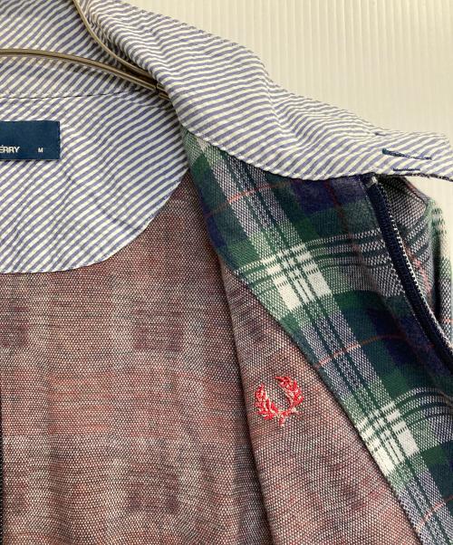 FRED PERRY（フレッドペリー）FRED PERRY (フレッドペリー) ジップシャツジャケット ネイビー×グリーン サイズ:Mの古着・服飾アイテム