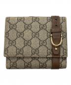 GUCCIグッチ）の古着「コンパクトウォレット」｜ベージュ×ブラウン