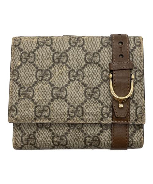 GUCCI（グッチ）GUCCI (グッチ) コンパクトウォレット ベージュ×ブラウンの古着・服飾アイテム