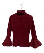 Jean Paul Gaultier FEMMEジャンポールゴルチエ フェム）の古着「ハイネックフレアスリーブ切替ニット」｜ボルドー