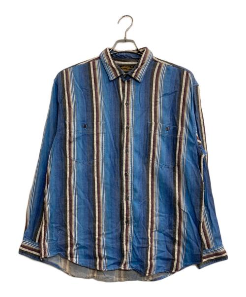 Eddie Bauer（エディーバウアー）Eddie Bauer (エディーバウアー) ストライプシャツ ブルー サイズ:XLの古着・服飾アイテム