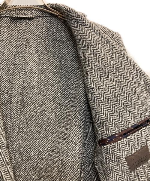 UNIVERSAL LANGUAGE（ユニバーサルランゲージ）UNIVERSAL LANGUAGE (ユニバーサルランゲージ) Harris Tweed (ハリスツイード) ヘリンボーンジレセットテーラードジャケット グレー×ブラック サイズ:44-6Ｄの古着・服飾アイテム