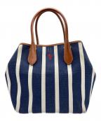 POLO RALPH LAURENポロ・ラルフローレン）の古着「Bellport MD BLPT TTE-TOTE-MEDIUM / ストライプトートバッグ」｜ネイビー×ホワイト