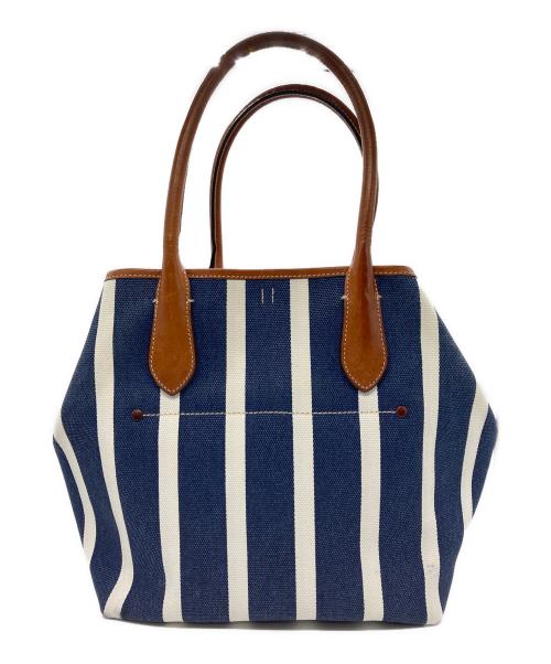 POLO RALPH LAUREN（ポロ・ラルフローレン）POLO RALPH LAUREN (ポロ・ラルフローレン) Bellport MD BLPT TTE-TOTE-MEDIUM / ストライプトートバッグ ネイビー×ホワイトの古着・服飾アイテム