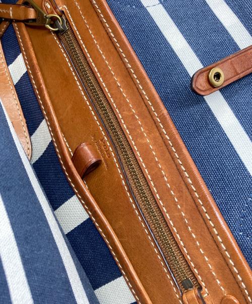 POLO RALPH LAUREN（ポロ・ラルフローレン）POLO RALPH LAUREN (ポロ・ラルフローレン) Bellport MD BLPT TTE-TOTE-MEDIUM / ストライプトートバッグ ネイビー×ホワイトの古着・服飾アイテム