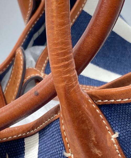 POLO RALPH LAUREN（ポロ・ラルフローレン）POLO RALPH LAUREN (ポロ・ラルフローレン) Bellport MD BLPT TTE-TOTE-MEDIUM / ストライプトートバッグ ネイビー×ホワイトの古着・服飾アイテム