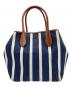 POLO RALPH LAUREN（ポロ・ラルフローレン）の古着「Bellport MD BLPT TTE-TOTE-MEDIUM / ストライプトートバッグ」｜ネイビー×ホワイト