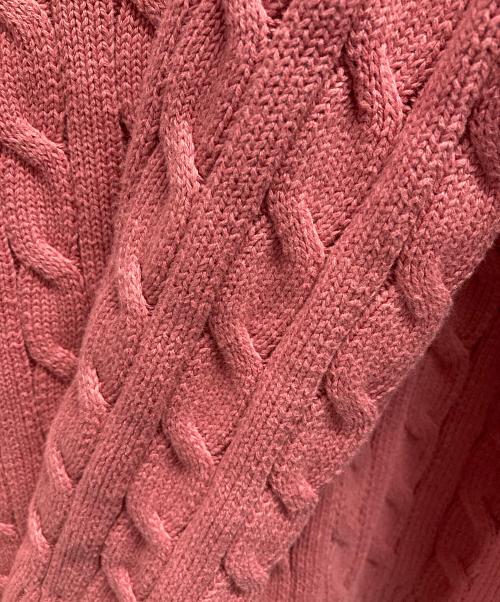 LAUREN RALPH LAUREN（ローレンラルフローレン）LAUREN RALPH LAUREN (ローレンラルフローレン) Button Trim cable knit cotton sweater / ショルダーボタンワッペンケーブルニット ピンク サイズ:Sの古着・服飾アイテム