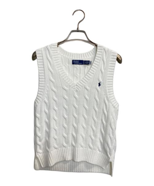 POLO RALPH LAUREN（ポロ・ラルフローレン）POLO RALPH LAUREN (ポロ・ラルフローレン) ケーブルニットベスト ホワイト サイズ:XXSの古着・服飾アイテム