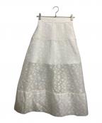 HYEONヘヨン）の古着「小花柄ジャガードスカート」｜ホワイト