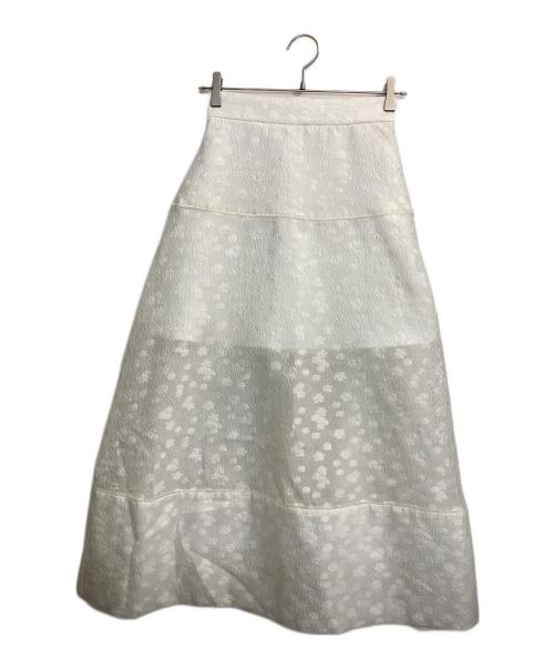 HYEON（ヘヨン）hyeon (ヘヨン) 小花柄ジャガードスカート ホワイト サイズ:FREEの古着・服飾アイテム