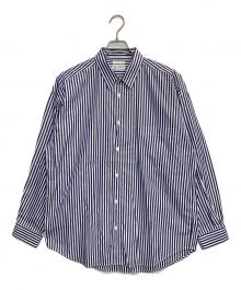 EDIFICE（エディフィス）の古着「トーマス メイソン オーバーサイズ レギュラーカラー シャツ」｜ネイビー×ホワイト