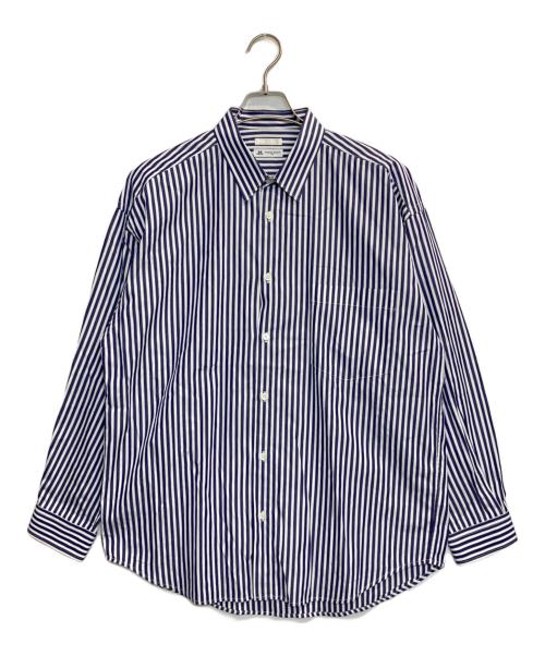 EDIFICE（エディフィス）EDIFICE (エディフィス) トーマス メイソン オーバーサイズ レギュラーカラー シャツ ネイビー×ホワイト サイズ:Mの古着・服飾アイテム