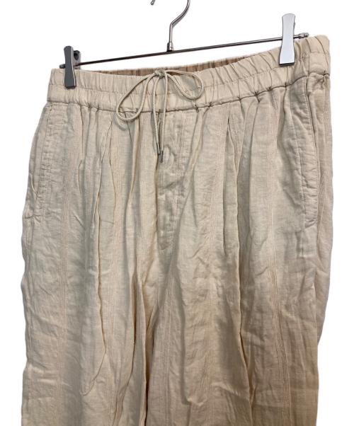 HAVERSACK（ハバーサック）HAVERSACK (ハバーサック) リネン混シェニールストライプワイドイージーパンツ カーキ サイズ:Lの古着・服飾アイテム