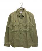 ROTARローター）の古着「コブラツイスト刺繍ワークシャツ」｜グリーン