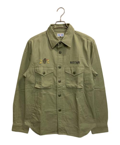 ROTAR（ローター）ROTAR (ローター) コブラツイスト刺繍ワークシャツ グリーン サイズ:Ⅼの古着・服飾アイテム